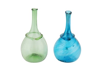 Lot 264 - TWO MOULD-BLOWN GLASS VASES WITH RADIATING PATTERN