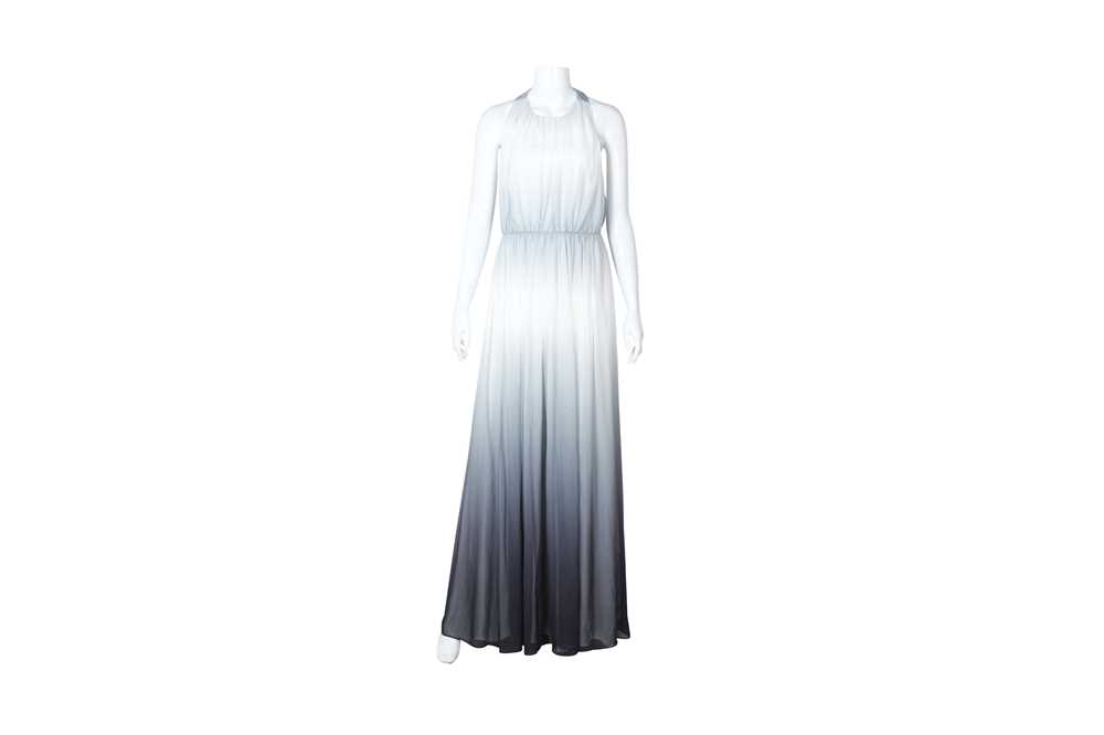 Lot 7 - Alice + Olivia White Ombre Drape Maxi Dress - Size XS