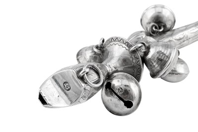 Lot 39 - A George III sterling silver and coral babies rattle, Birmingham circa 1800 by John Thorton