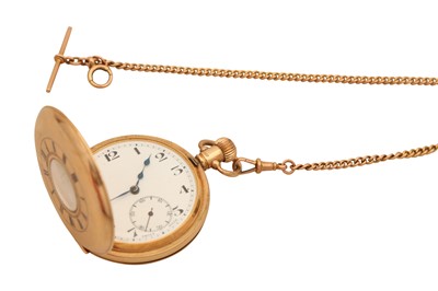 Lot 67 - A 1930s 9CT ROSE GOLD HALF HUNTER POCKET WATCH