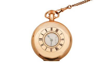 Lot 67 - A 1930s 9CT ROSE GOLD HALF HUNTER POCKET WATCH