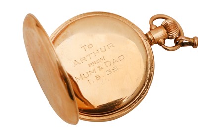 Lot 67 - A 1930s 9CT ROSE GOLD HALF HUNTER POCKET WATCH