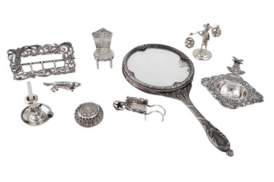 Lot 1222 - A MIXED GROUP OF SILVER OBJECTS OF VERTU