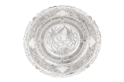 Lot 207 - A late 20th century Persian (Iranian) silver fruit dish or charger, Tabriz dated 1998 retailed by Vartan