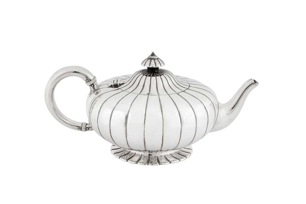 Lot 398 - A Victorian sterling silver teapot, London 1857 by John Samuel Hunt