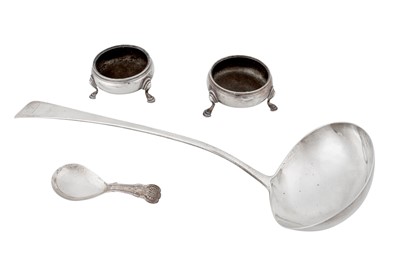 Lot 1231 - A PAIR OF GEORGE III STERLING SILVER SALTS, LONDON 1770 BY IS AND AN (UNIDENTIFIED)