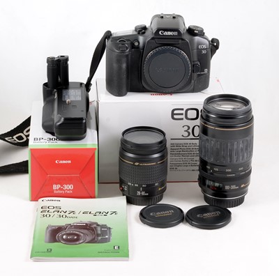 Lot 189 - A Canon EOS 30 Film Camera Outfit.