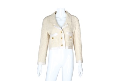 Lot 259 - Chanel Beige Boucle Cropped Jacket