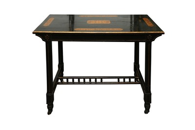 Lot 189 - A VICTORIAN AESTHETIC MOVEMENT EBONISED AND PARCEL GILT SIDE TABLE, CIRCA 1870S