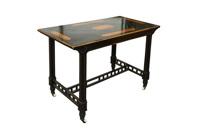 Lot 189 - A VICTORIAN AESTHETIC MOVEMENT EBONISED AND PARCEL GILT SIDE TABLE, CIRCA 1870S