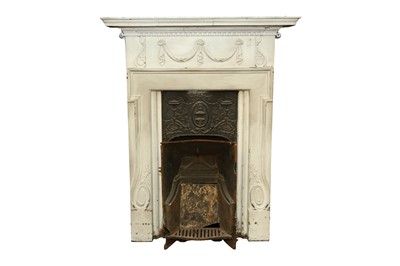 Lot 192 - CAST IRON WHITE PAINTED FIREPLACE SURROUND