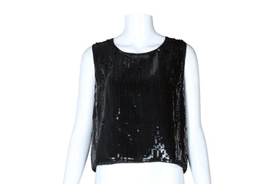 Lot 547 - Chanel Black Silk Sequin Shell Top - Size 38