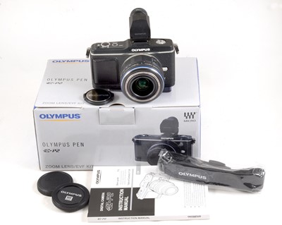 Lot 26 - Black Olympus Pen E-P2 Zoom Lens/EVF Kit.