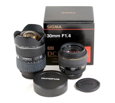 Lot 7 - Olympus & Sigma AF Lenses for 4/3rds DSLRs.