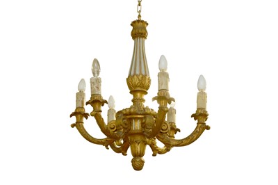 Lot 364 - AN ITALIAN CARVED GILTWOOD CHANDELIER, LATE 19TH CENTURY