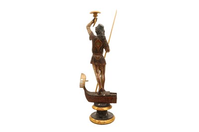 Lot 366 - A CARVED WOODEN FIGURE OF A GONDOLIER TORCHERE 19th CENTURY