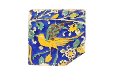 Lot 14 - SEVEN PERSIAN POTTERY TILES WITH FLORAL MOTIFS