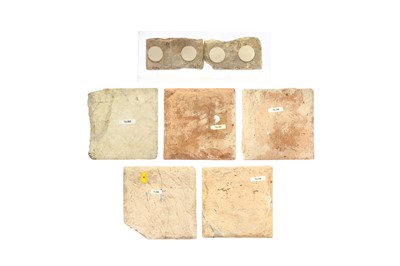 Lot 14 - SEVEN PERSIAN POTTERY TILES WITH FLORAL MOTIFS