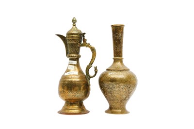 Lot 50 - TWO ENGRAVED BRASS VESSELS
