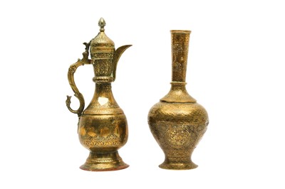 Lot 50 - TWO ENGRAVED BRASS VESSELS