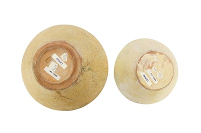 Lot 3 - TWO SAMANID SLIP-PAINTED EPIGRAPHIC POTTERY BOWLS