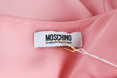 Lot 53 - Moschino Pink Peplum Flamingo Print Dress - Size 40
