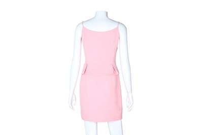 Lot 53 - Moschino Pink Peplum Flamingo Print Dress - Size 40