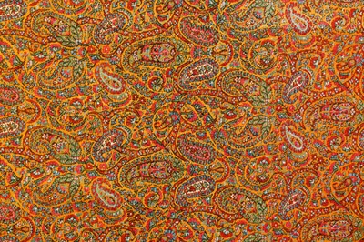 Lot 79 - A FINE SAFFRON YELLOW FULL TERMEH SHAWL