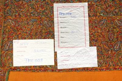 Lot 79 - A FINE SAFFRON YELLOW FULL TERMEH SHAWL