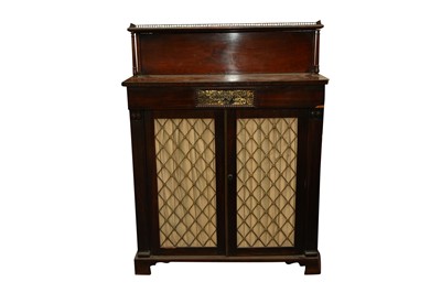 Lot 179 - A REGENCY ROSEWOOD AND BRASS INLAID CHIFFONIER, CIRCA 1820