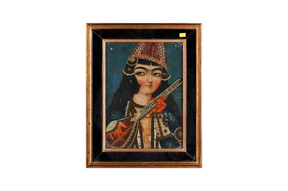 Lot 20 - A FEMALE QAJAR BEAUTY AND A COURTLY MUSICIAN