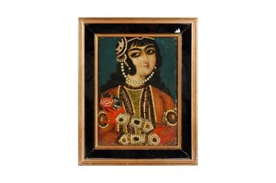 Lot 20 - A FEMALE QAJAR BEAUTY AND A COURTLY MUSICIAN