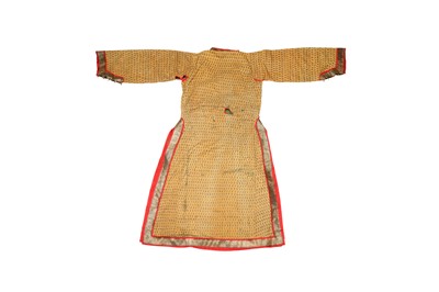 Lot 83 - A KASHMIRI EMBROIDERED ANGARKHA (LONG-SLEEVED OUTER ROBE)