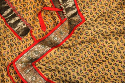 Lot 83 - A KASHMIRI EMBROIDERED ANGARKHA (LONG-SLEEVED OUTER ROBE)