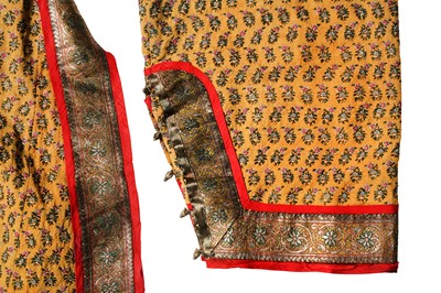 Lot 83 - A KASHMIRI EMBROIDERED ANGARKHA (LONG-SLEEVED OUTER ROBE)