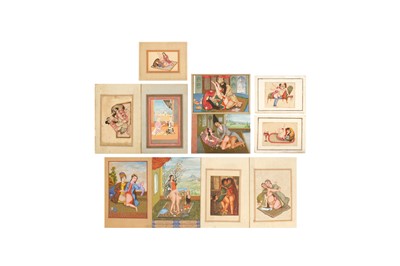 Lot 245 - A GROUP OF THIRTEEN PERSIAN EROTIC ALBUM PAGES