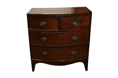 Lot 181 - A GEORGE III MAHOGANY BOW FRONT CHEST