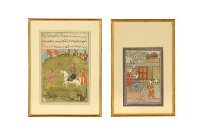 Lot 322 - TWO ILLUSTRATED FOLIOS: A HUNTING PROCESSION AND AN INTERIOR SCENE