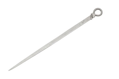 Lot 312 - A George III sterling silver meat skewer, London 1768 by Charles Wright and Thomas Whipham