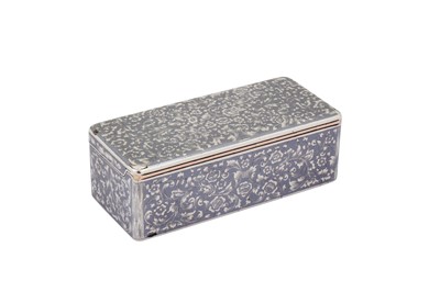 Lot 238 - A Nicholas I mid-19th century Russian 84 zolotnik silver and niello snuff box, Moscow 1858 by I. Soloviev (untraced)