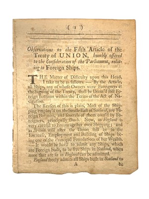 Lot 178 - Defoe (Daniel) Observations on the Fifth Article of the Treaty of Union