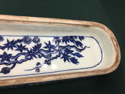 Lot 686 - A CHINESE BLUE AND WHITE PEN BOX FOR THE ISLAMIC MARKET