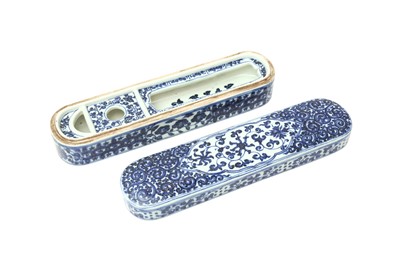 Lot 686 - A CHINESE BLUE AND WHITE PEN BOX FOR THE ISLAMIC MARKET