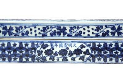 Lot 686 - A CHINESE BLUE AND WHITE PEN BOX FOR THE ISLAMIC MARKET