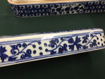 Lot 686 - A CHINESE BLUE AND WHITE PEN BOX FOR THE ISLAMIC MARKET