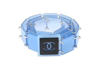 Lot 135 - Chanel Blue Plexiglass CC Plaque Belt