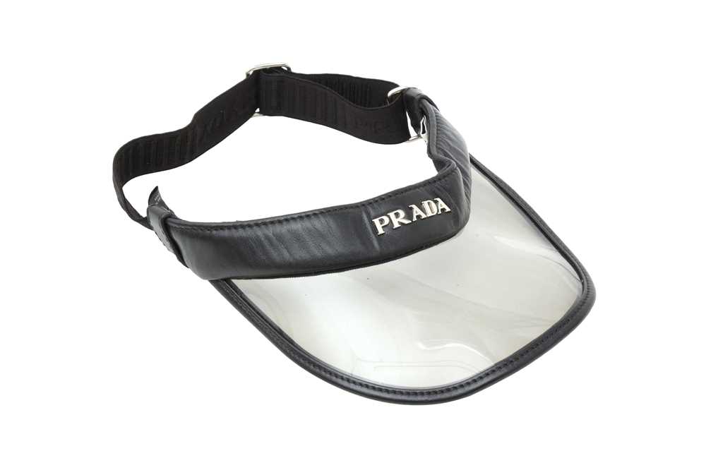Lot 621 - Prada Black Logo Summer Plex Visor - Size M