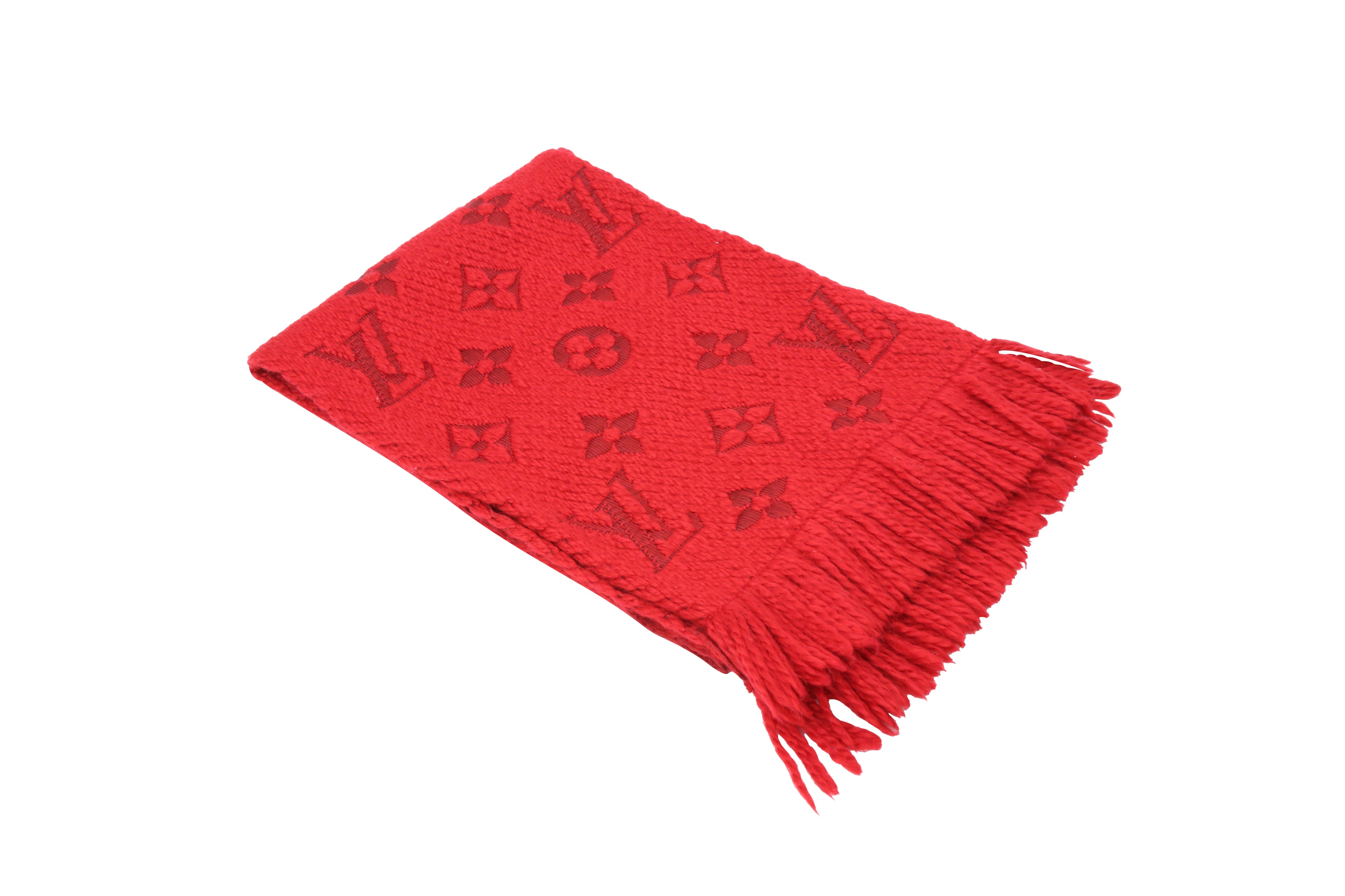 Lot 33 - Louis Vuitton Red Wool Logomania Scarf