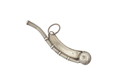 Lot 177 - A late 19th century Chinese Export silver bosun’s whistle, probably Canton circa 1890