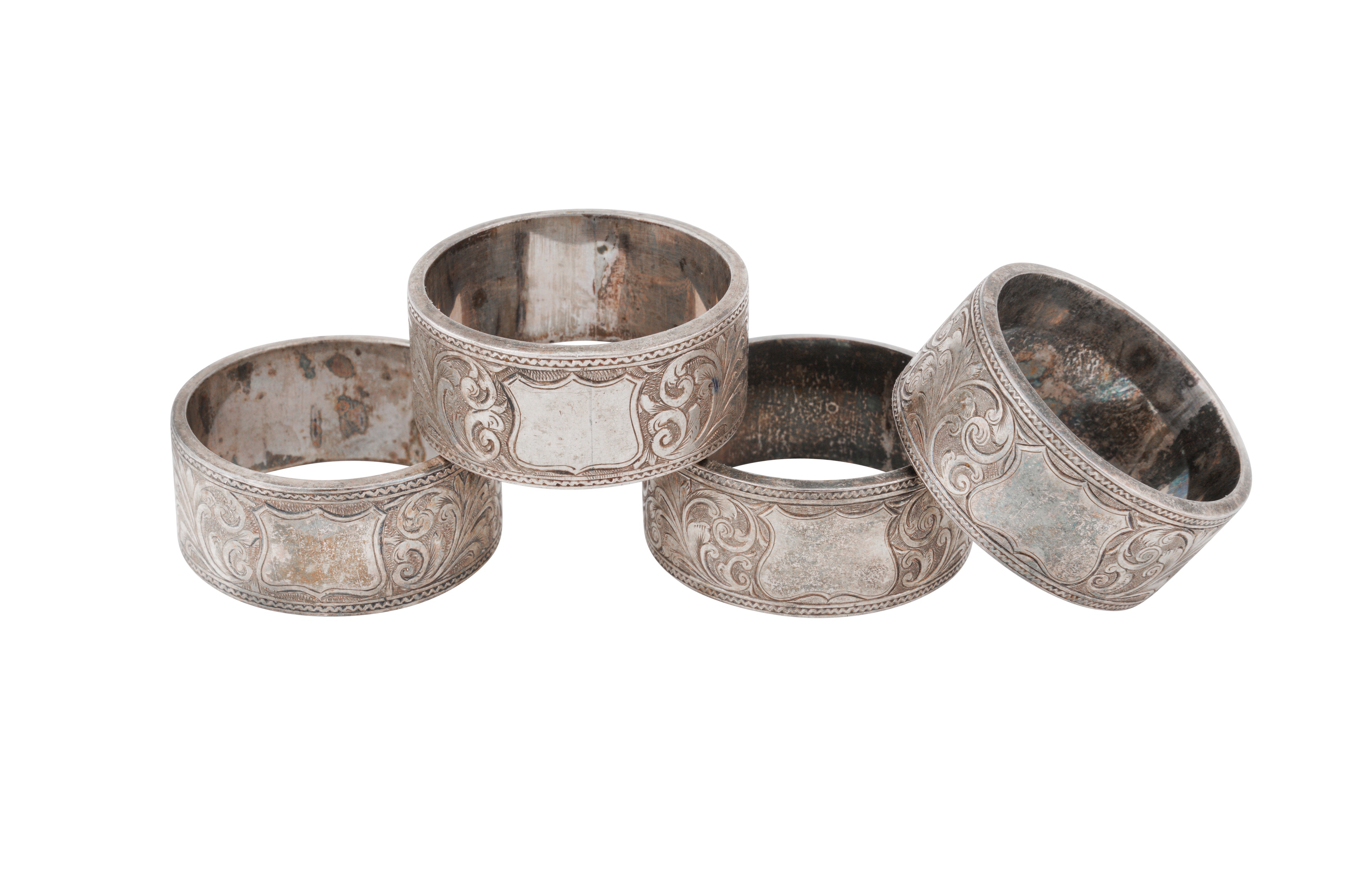 Lot 1204 - FOUR VICTORIAN STERLING SILVER AND GRANITE